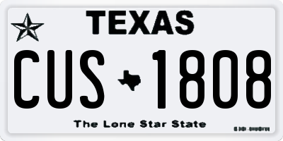 TX license plate CUS1808