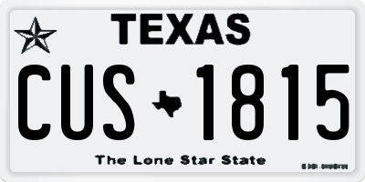 TX license plate CUS1815