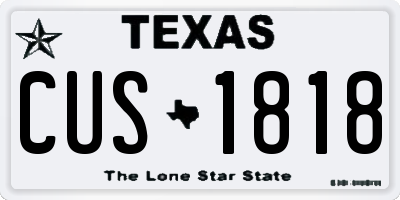 TX license plate CUS1818