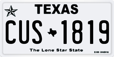 TX license plate CUS1819