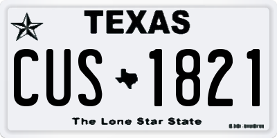 TX license plate CUS1821