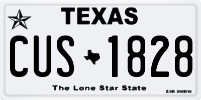 TX license plate CUS1828