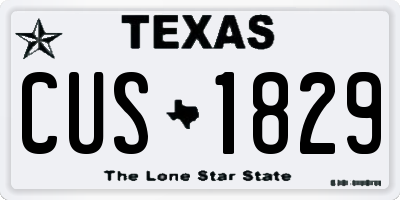 TX license plate CUS1829