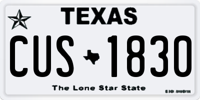 TX license plate CUS1830
