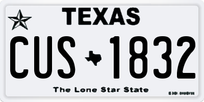 TX license plate CUS1832