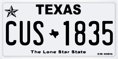 TX license plate CUS1835
