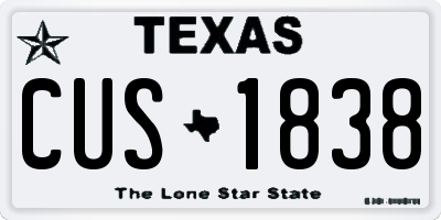 TX license plate CUS1838