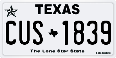 TX license plate CUS1839