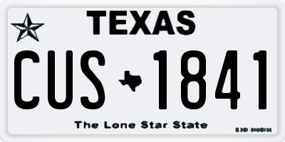 TX license plate CUS1841