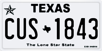 TX license plate CUS1843