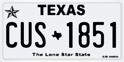 TX license plate CUS1851