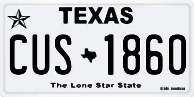 TX license plate CUS1860