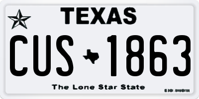 TX license plate CUS1863