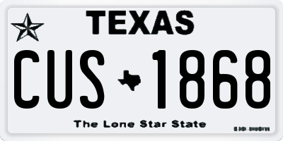 TX license plate CUS1868