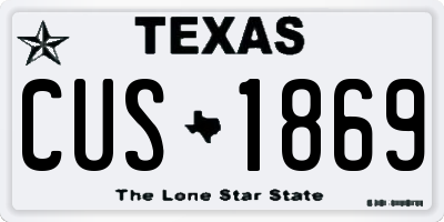 TX license plate CUS1869