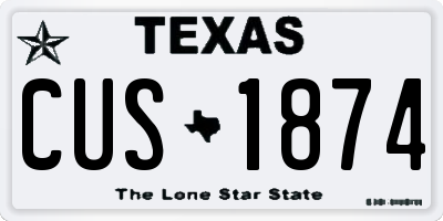 TX license plate CUS1874