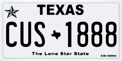 TX license plate CUS1888
