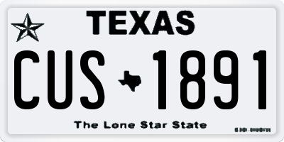 TX license plate CUS1891