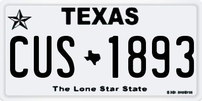 TX license plate CUS1893