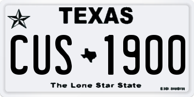TX license plate CUS1900