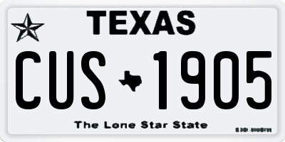 TX license plate CUS1905