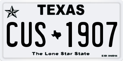 TX license plate CUS1907