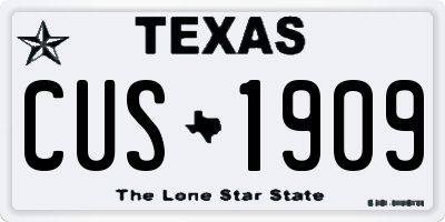 TX license plate CUS1909
