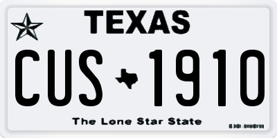 TX license plate CUS1910