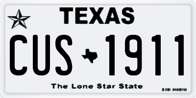 TX license plate CUS1911