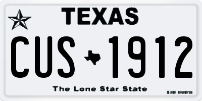 TX license plate CUS1912
