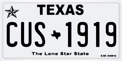 TX license plate CUS1919