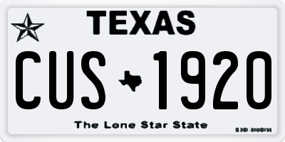 TX license plate CUS1920