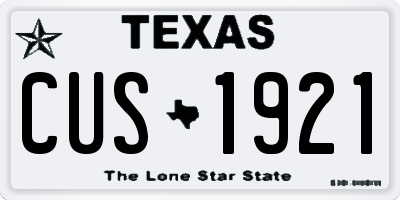 TX license plate CUS1921