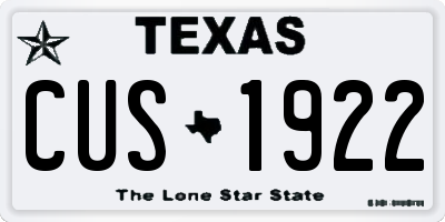 TX license plate CUS1922