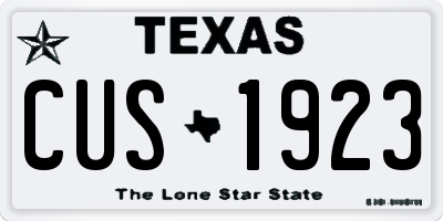 TX license plate CUS1923
