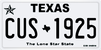 TX license plate CUS1925
