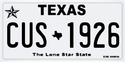 TX license plate CUS1926