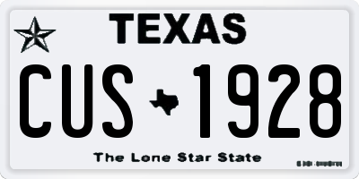 TX license plate CUS1928