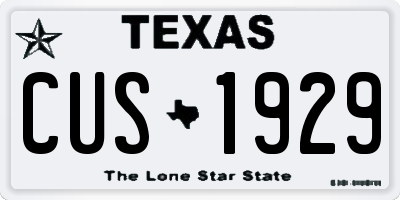 TX license plate CUS1929