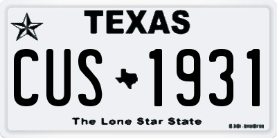 TX license plate CUS1931