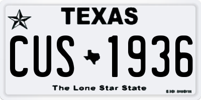 TX license plate CUS1936