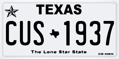 TX license plate CUS1937