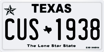 TX license plate CUS1938