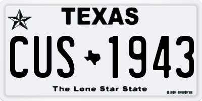 TX license plate CUS1943