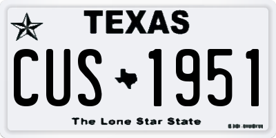 TX license plate CUS1951