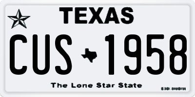 TX license plate CUS1958