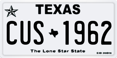 TX license plate CUS1962