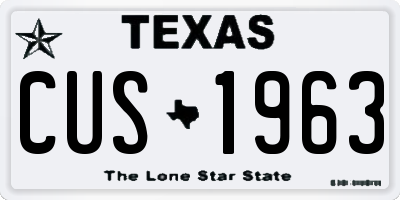 TX license plate CUS1963
