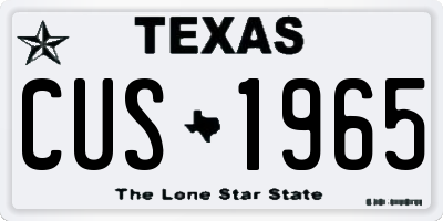 TX license plate CUS1965