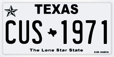 TX license plate CUS1971